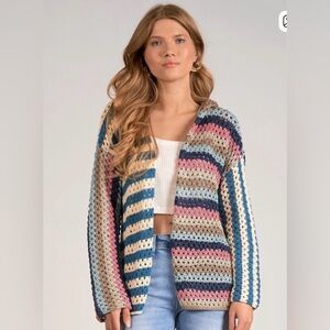 Elan Multicolor Striped Cardigan